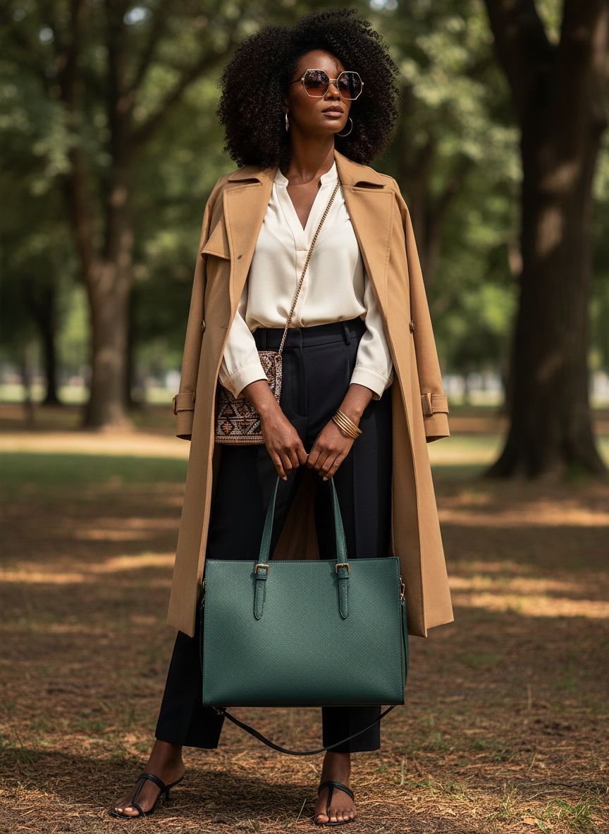 Large capacity PU leather shoulder bag in neutral tone, featuring 15.6 inch laptop compartment — view 6