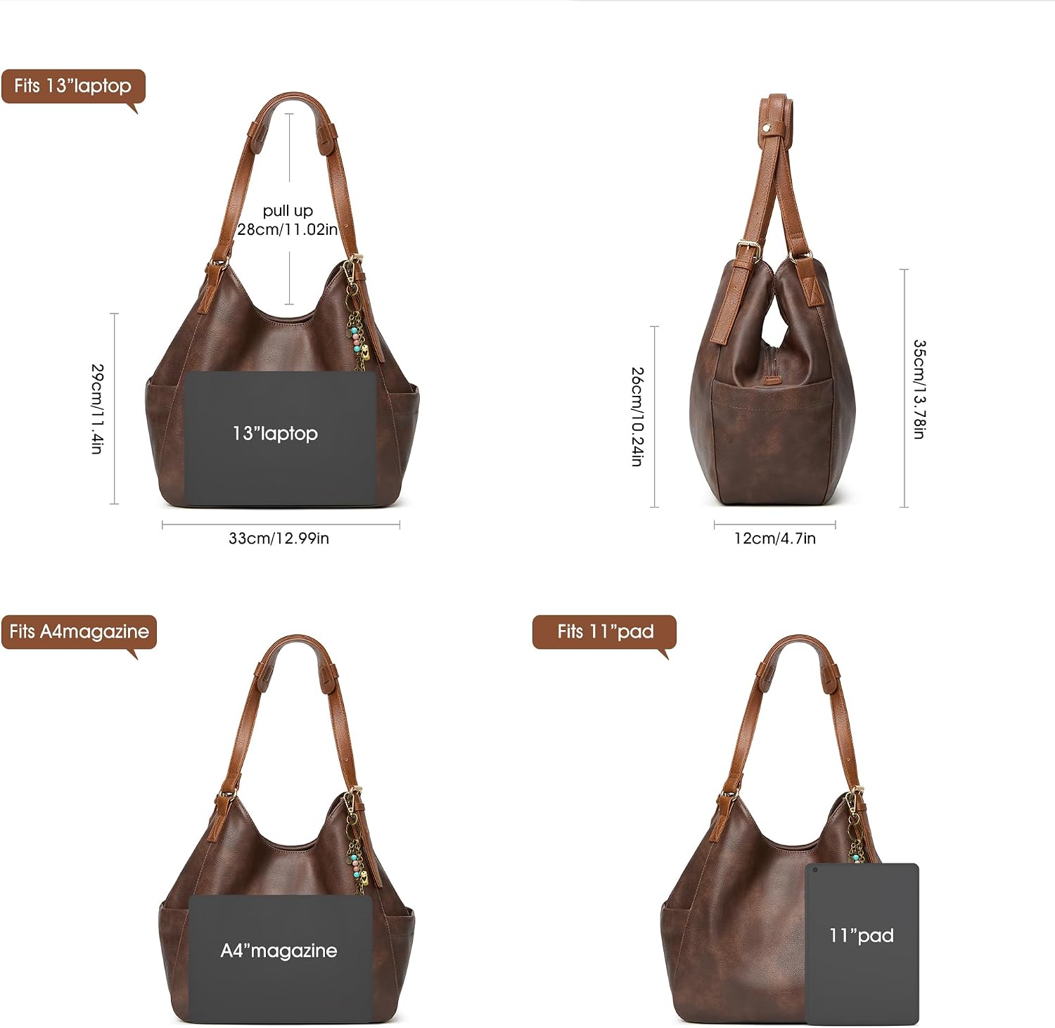 Canvas hobo tote bag in warm multi with ethnic embroidery and multi-pocket design — view 5