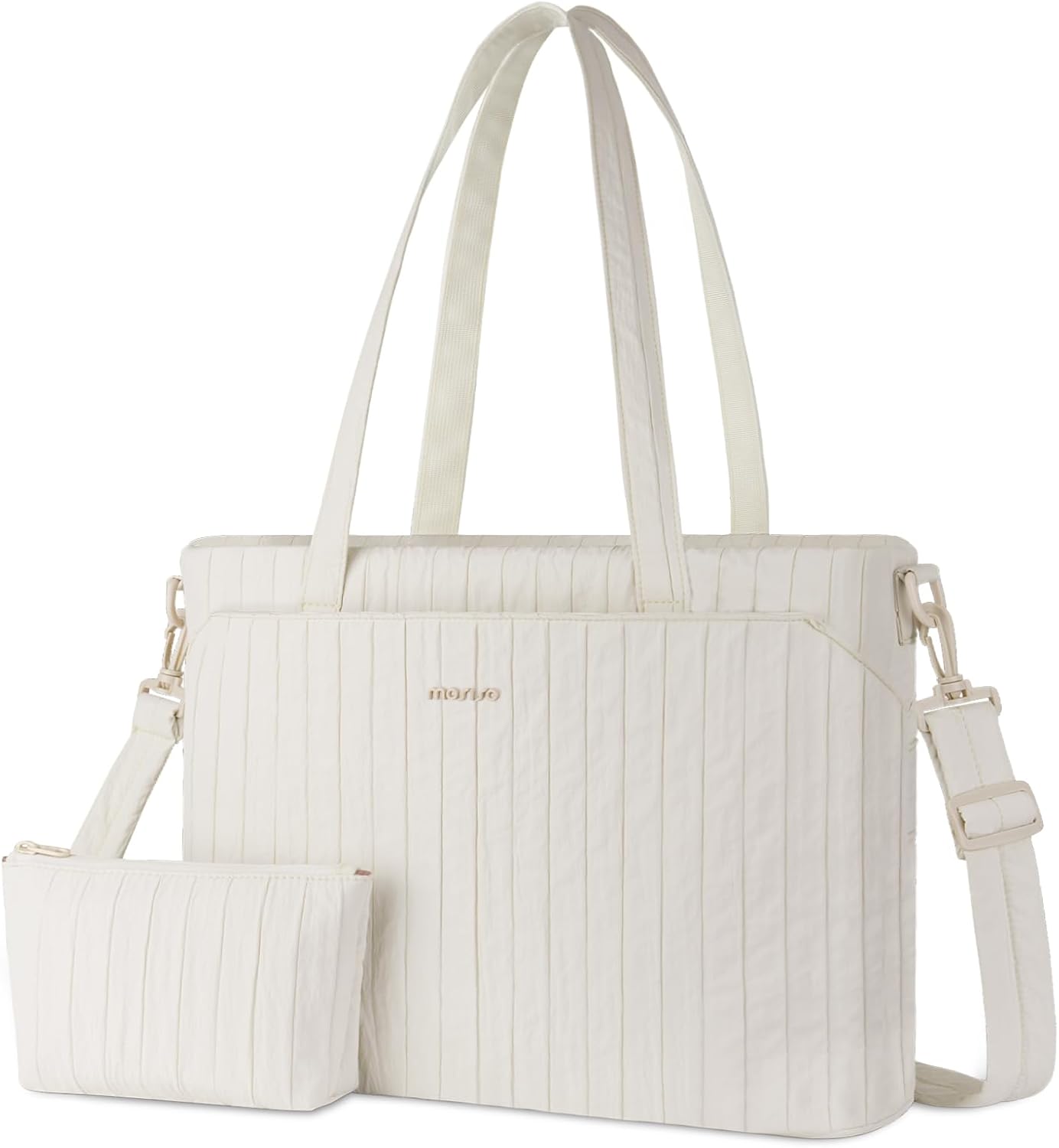 Large canvas tote bag with zipper in neutral color, minimalist design for work and travel — view 2