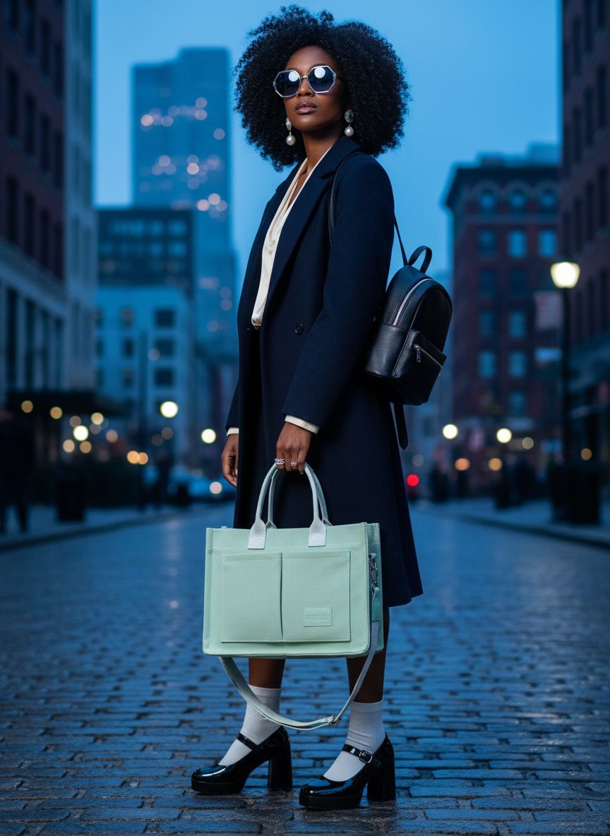 Canvas tote bag in neutral tone with multiple compartments and shoulder straps โ view 6