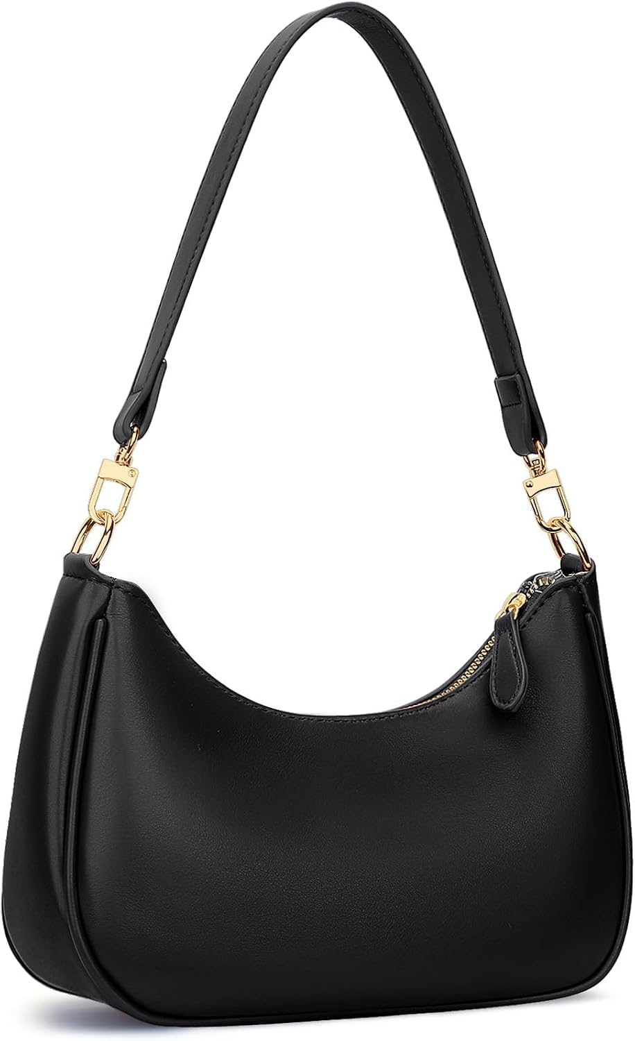 Black leather hobo shoulder bag with vintage styling — view 1